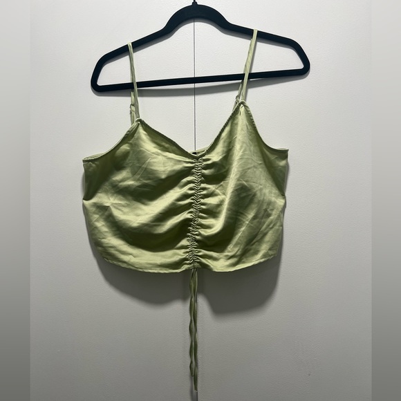 Forever 21 Scrunched Satin Crop Top- Sage - Picture 1 of 4